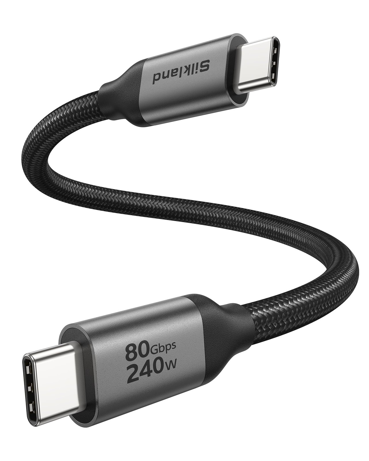Silkland USB 4 for Thunderbolt 5 Cable 1FT, 80Gbps USB C Data Cable, 240W