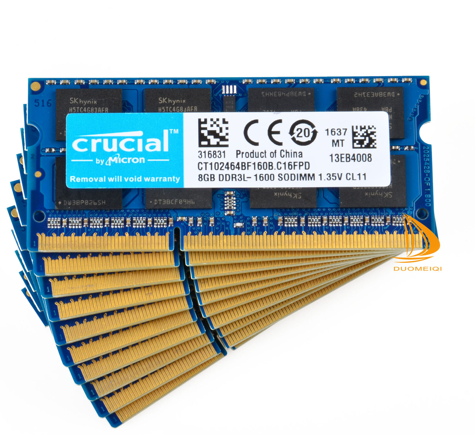 Crucial 10x 8GB 2Rx8 PC3L-12800S DDR3-1600Mhz SODIMM Laptop Memory RAM 204Pin @D