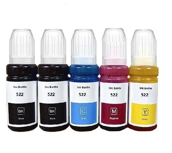 VC  5 Pack Refill ink  bottle (non-OEM) 522 for ET-2720 ET-2760 ET-2800 ET-2850