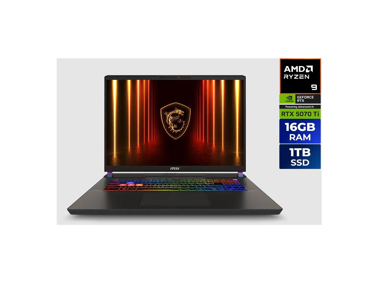 MSI Vector A16 HX Gaming Lapotop AMD Ryzen 9 8940HX NVIDIA GeForce RTX 5070 Ti 1