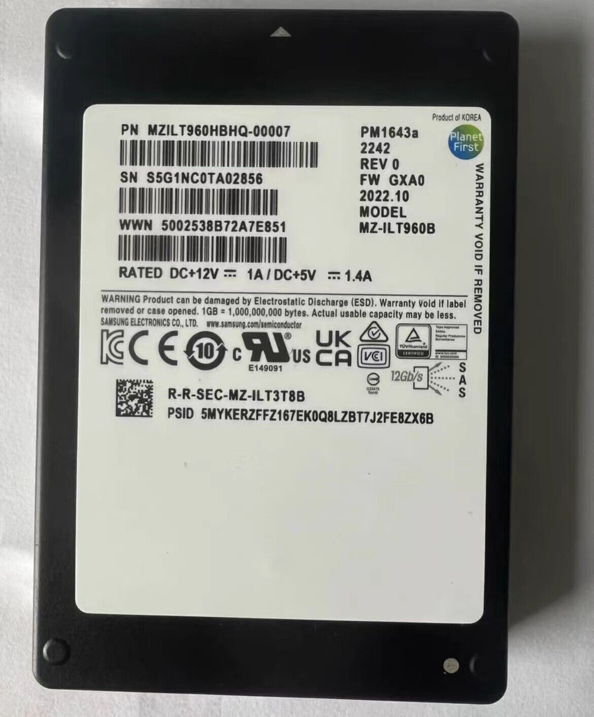 Samsung PM1643a 960GB SSD 2.5