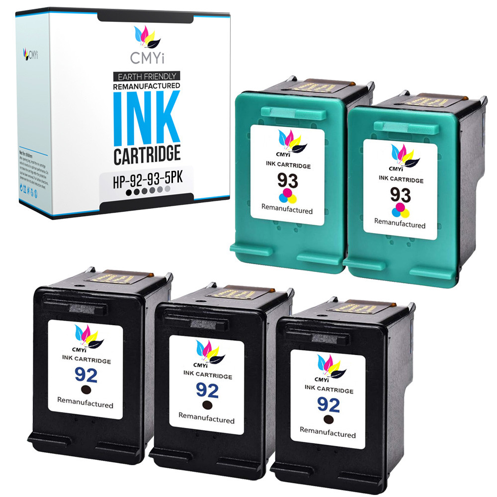 5 PK Ink Cartridges for HP 92 93 Black Color Tri-Color Combo C9362WWN C9361WN