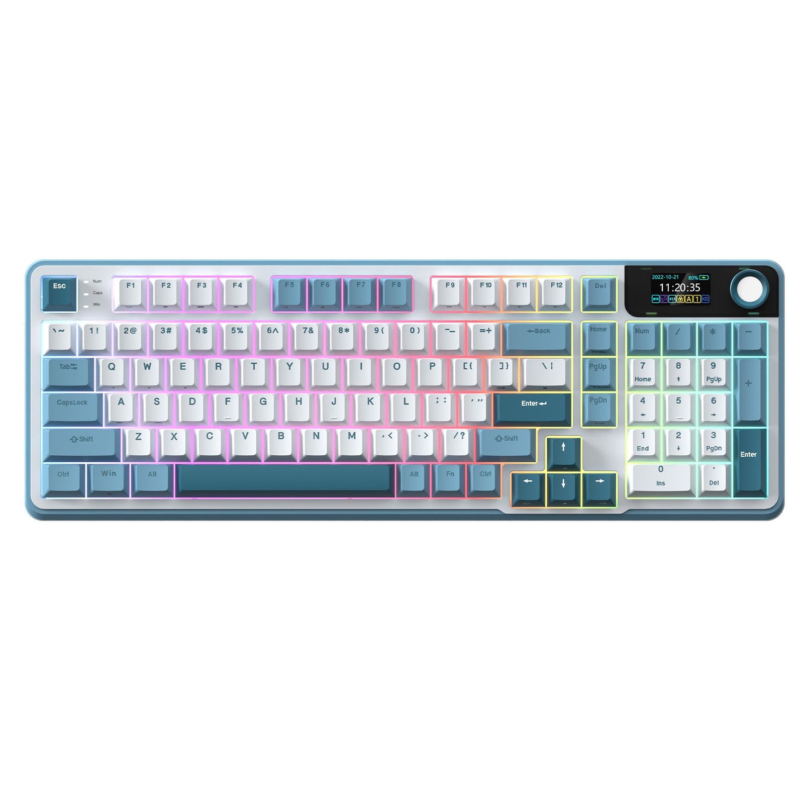 Rosewill NEON S96 Tri-Mode Wireless Gaming Keyboard - Smart Display & Knob, 96%