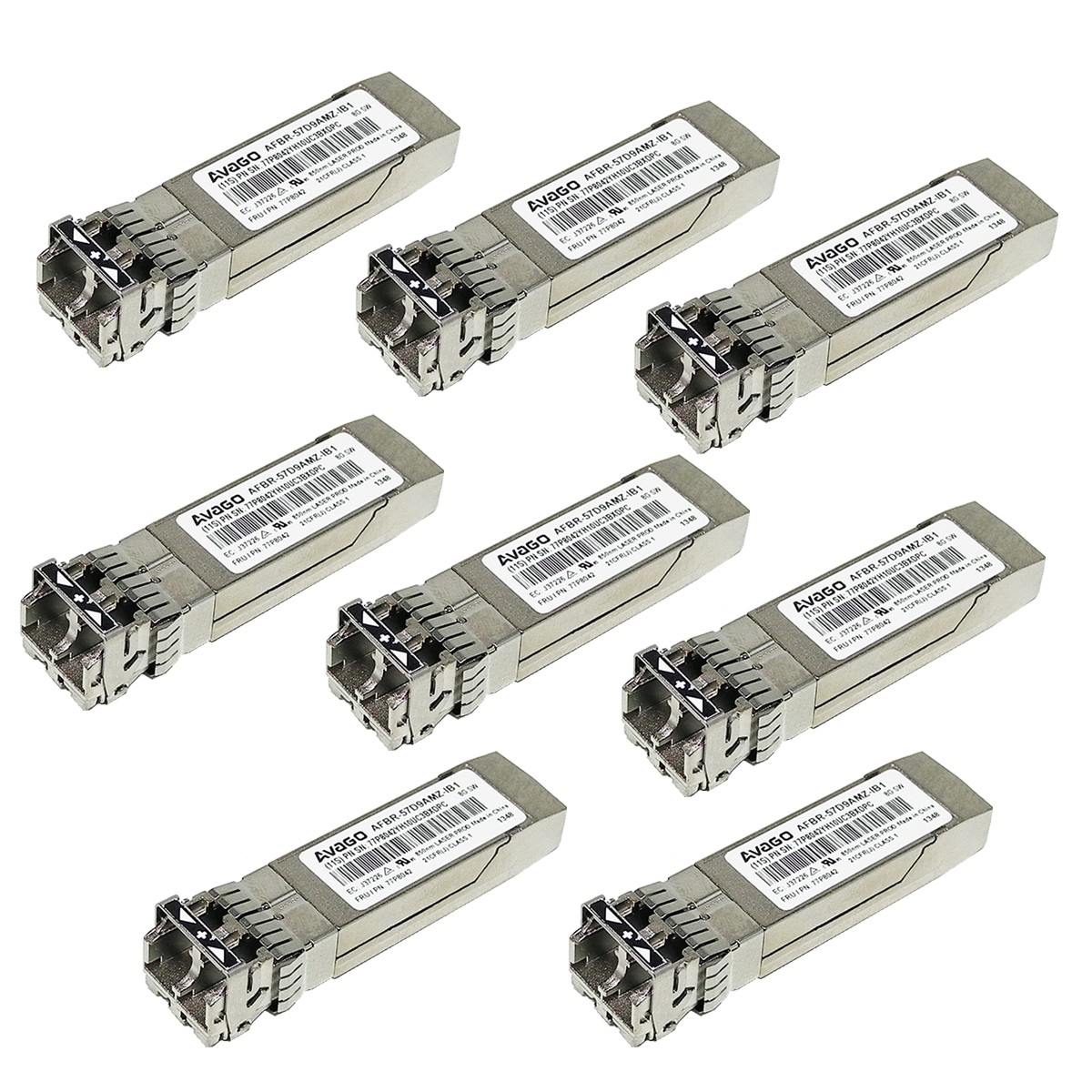 8 x IBM Avago AFBR-57D9AMZ-IB1 8Gb SW 850nm SFP+ FC Transceivers 77P8042