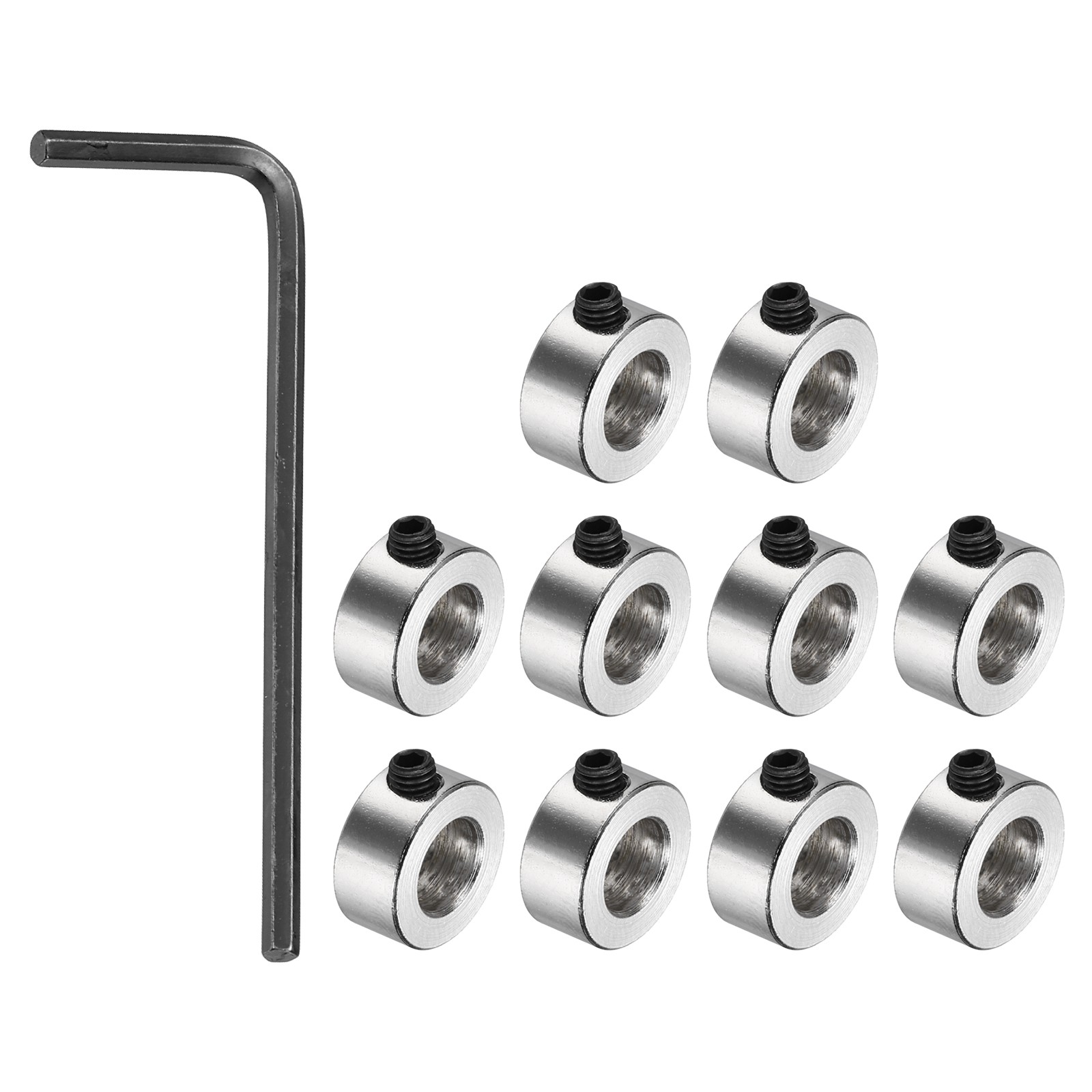 10Pack Shaft Lock Collar 6.05mm Bore 11mm OD 5mm H Collar Set Silver