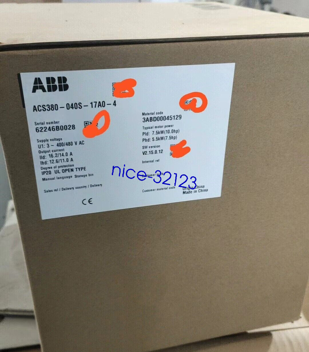 1pc ABB ACS380-040S-17A0-4 frequency converter 7.5 KW via DHL&FedEx Brand New