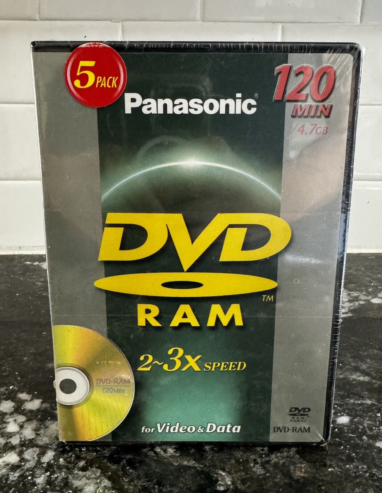 5 Pack Panasonic LM-AT12020LU5 DVD Ram Discs 2-3X Speed 120 Minute 4.7GB NEW