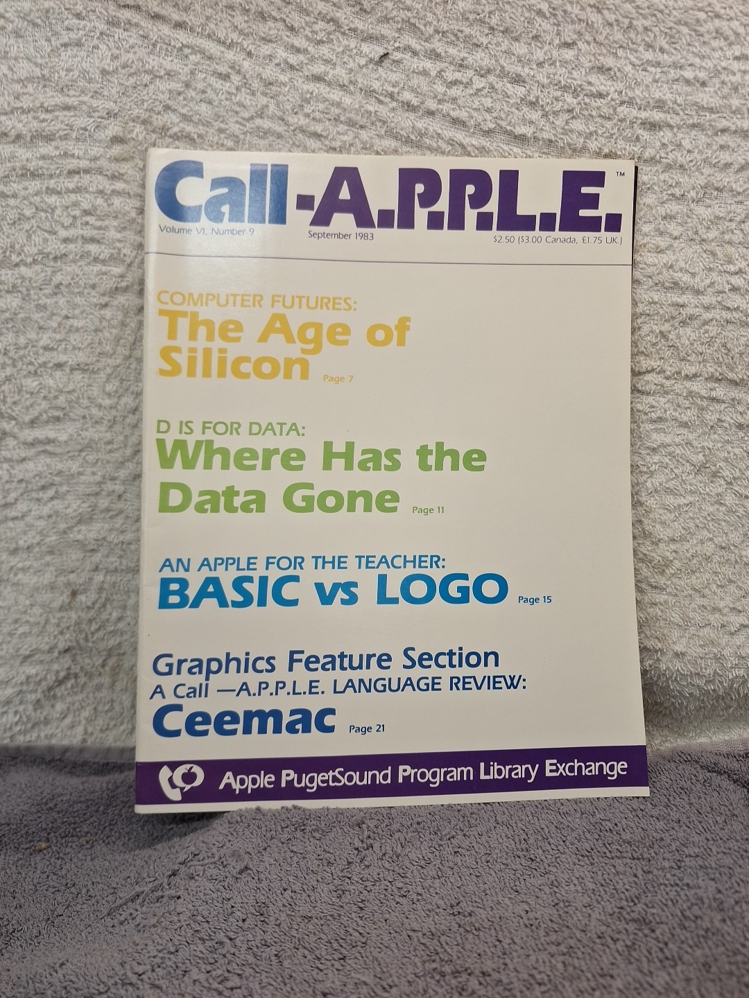 Vintage Call A.P.P.L.E. Magazine September 1983 Vol VI Number 9 Apple PugetSound