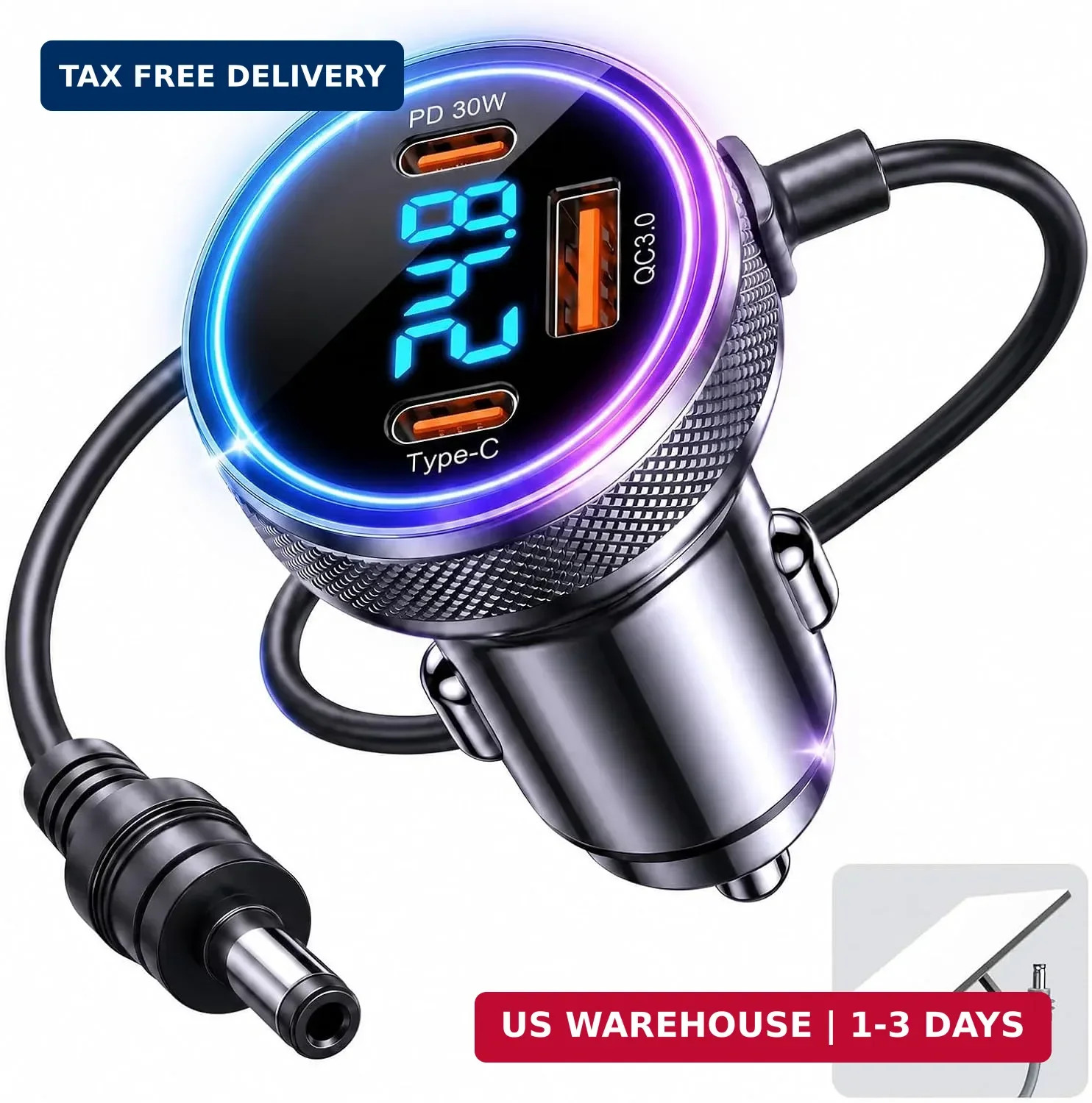 Starlink Mini Car Adapter, 4 in 1 Starlink Mini Car Charger DC Power Cable 12V-4