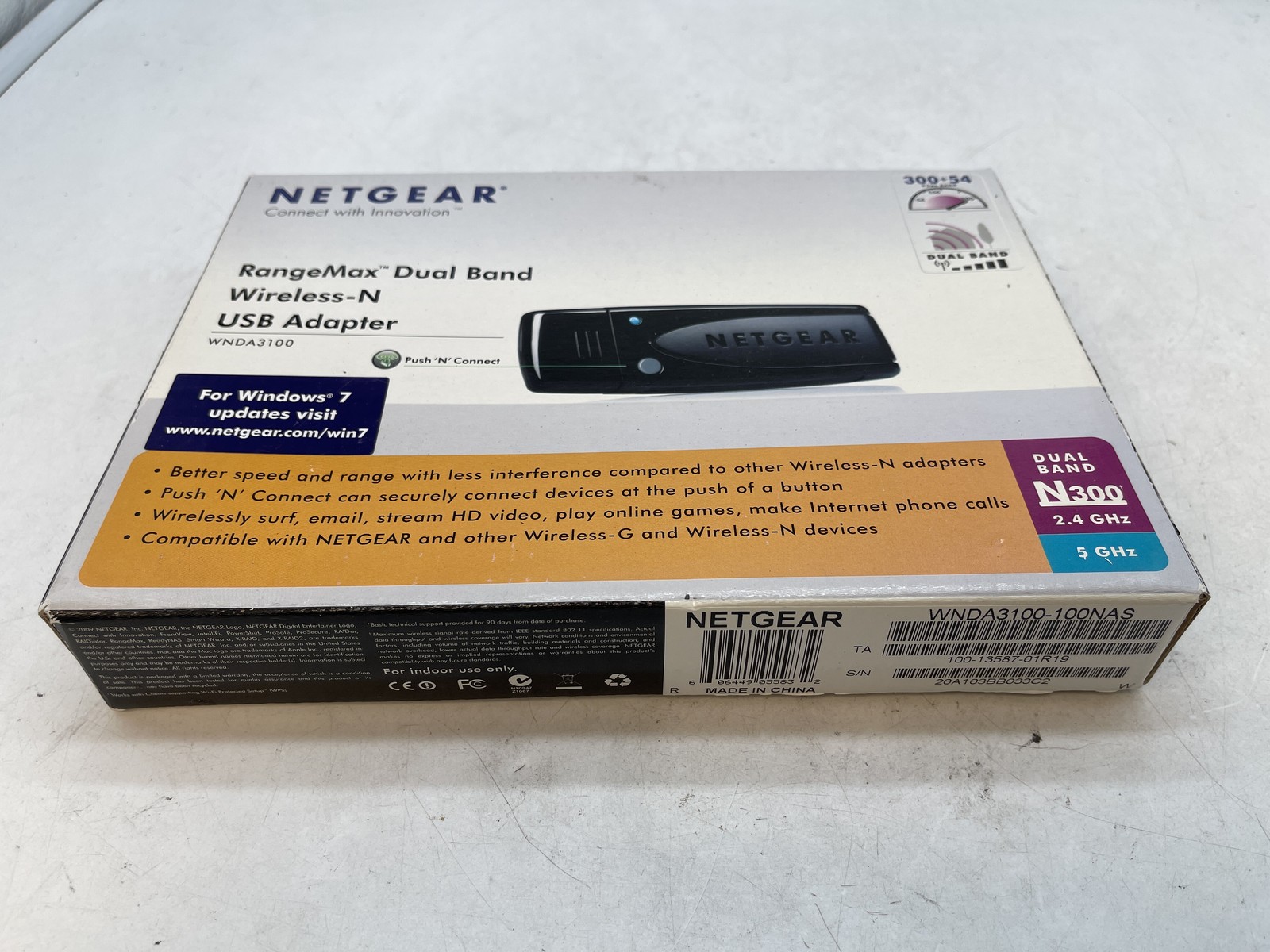 Netgear RangeMax Dual Band Wireless-N USB Adapter WNDA3100 N300 - Free S/H