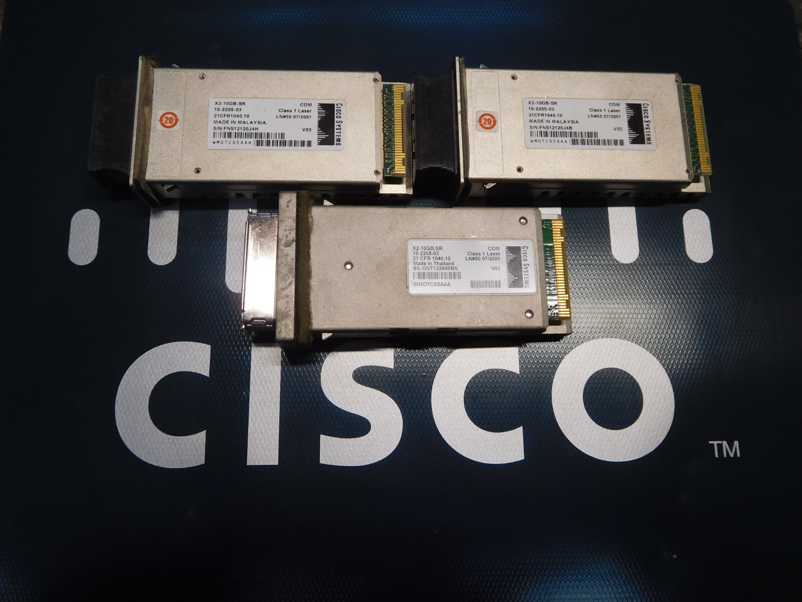 Lot of 3x Genuine Cisco X2-10GB-SR 10-2205-03 10GBASE-SR Transceiver Modules