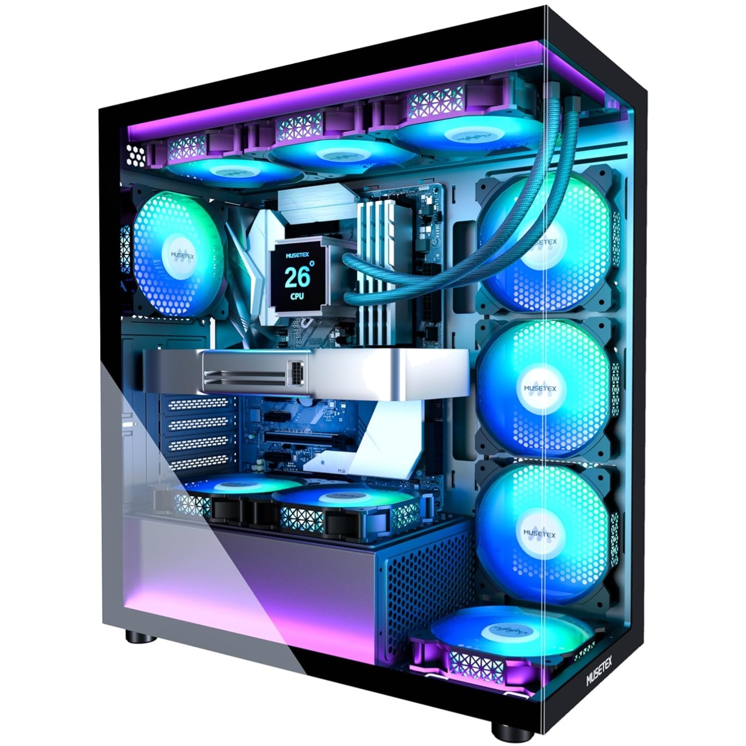 High-Performance ATX Computer Case with 7 Pre-Installed Fans