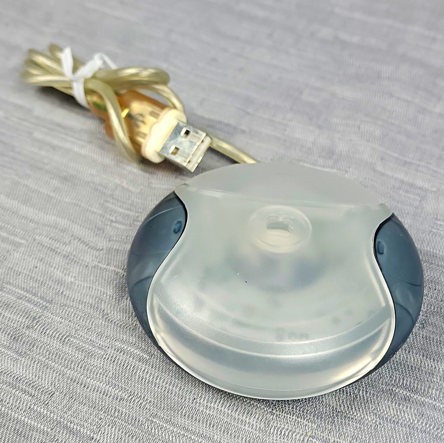 Vintage Apple USB Puck Mouse M4848 Graphite Gray Translucent iMac G3 Tested