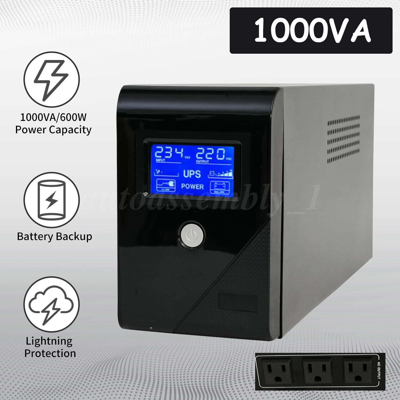 UPS Uninterruptible Power Supply 1000VA/600W Offline Backup Type With Battery