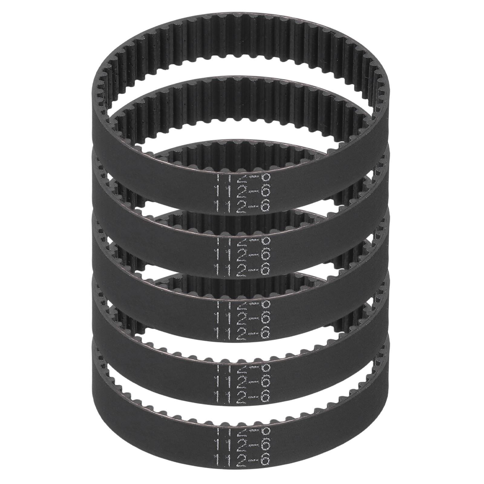 112mm GT-2 Timing Belt, 5pcs 6mm Width 2mm Pitch 3D Printing Closed Loop, Black