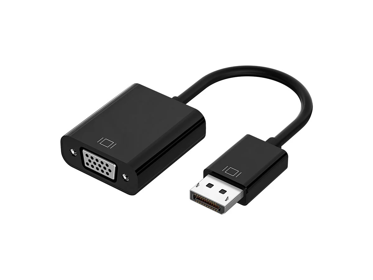 Monoprice DisplayPort 1.2a to VGA Active Adapter - Black With 6in Cable length