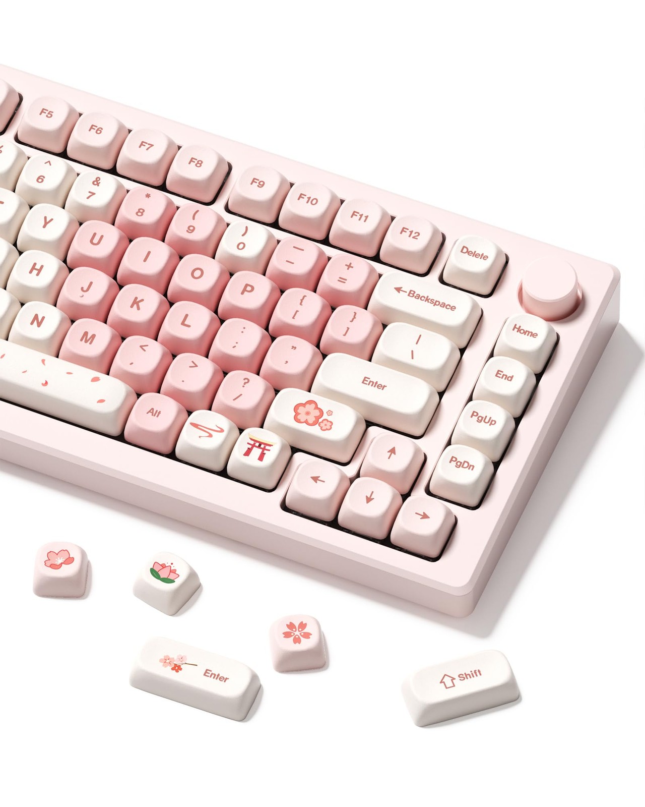 XVX Pink Cute PBT Keycaps-MOA Keycap, Sakura Love keycap Custom Keyboard Keyc...