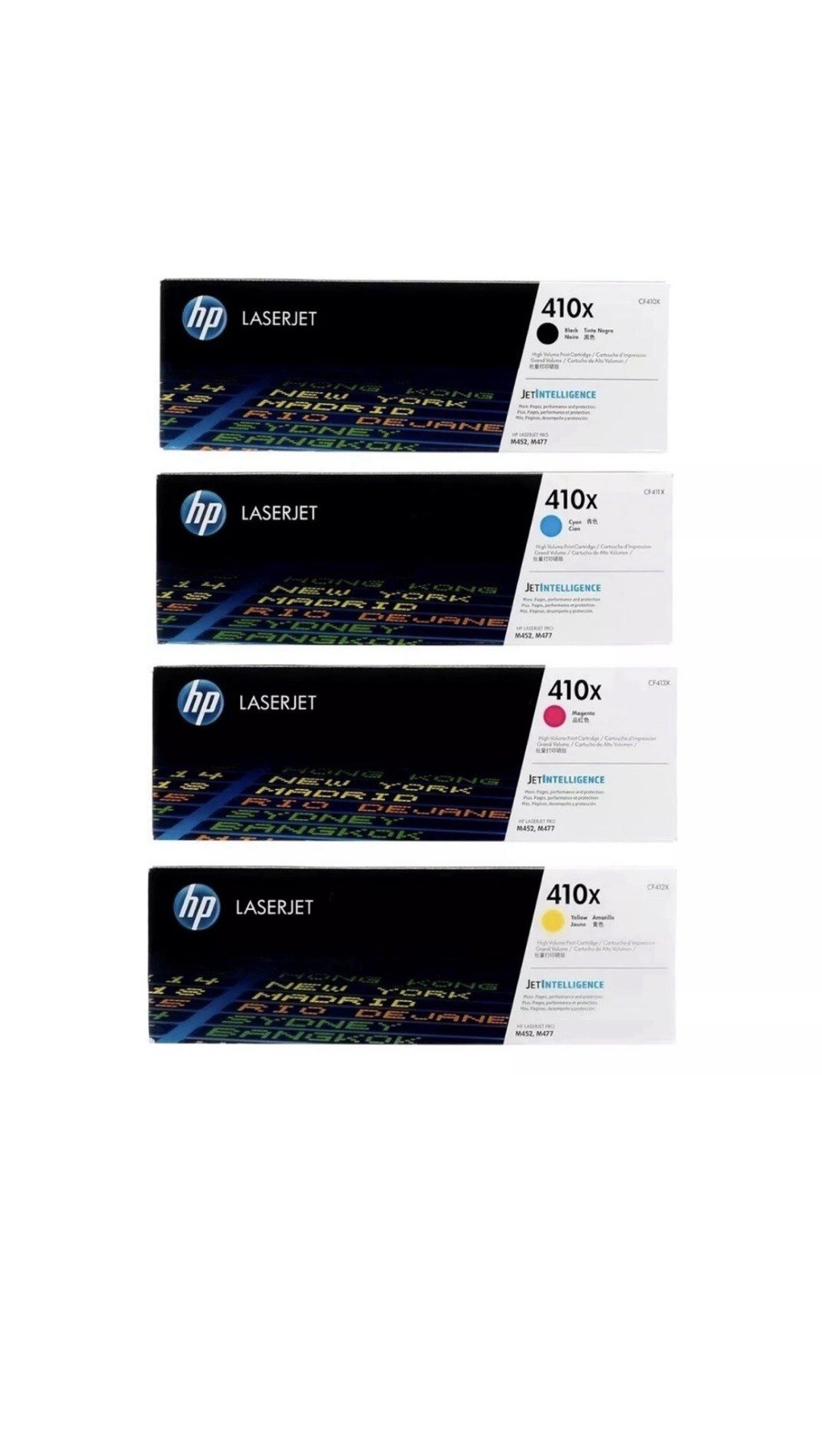 Genuine HP 410X High Yield Original LaserJet Toner Set 4-Pack CMYK CF410X CF411X