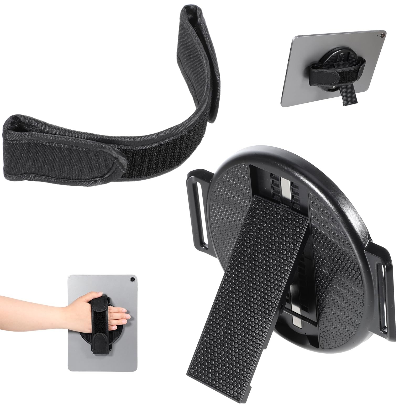 360° Rotating Tablet Stand with Hand Strap for 7-11" Devices - Adjustable Holder
