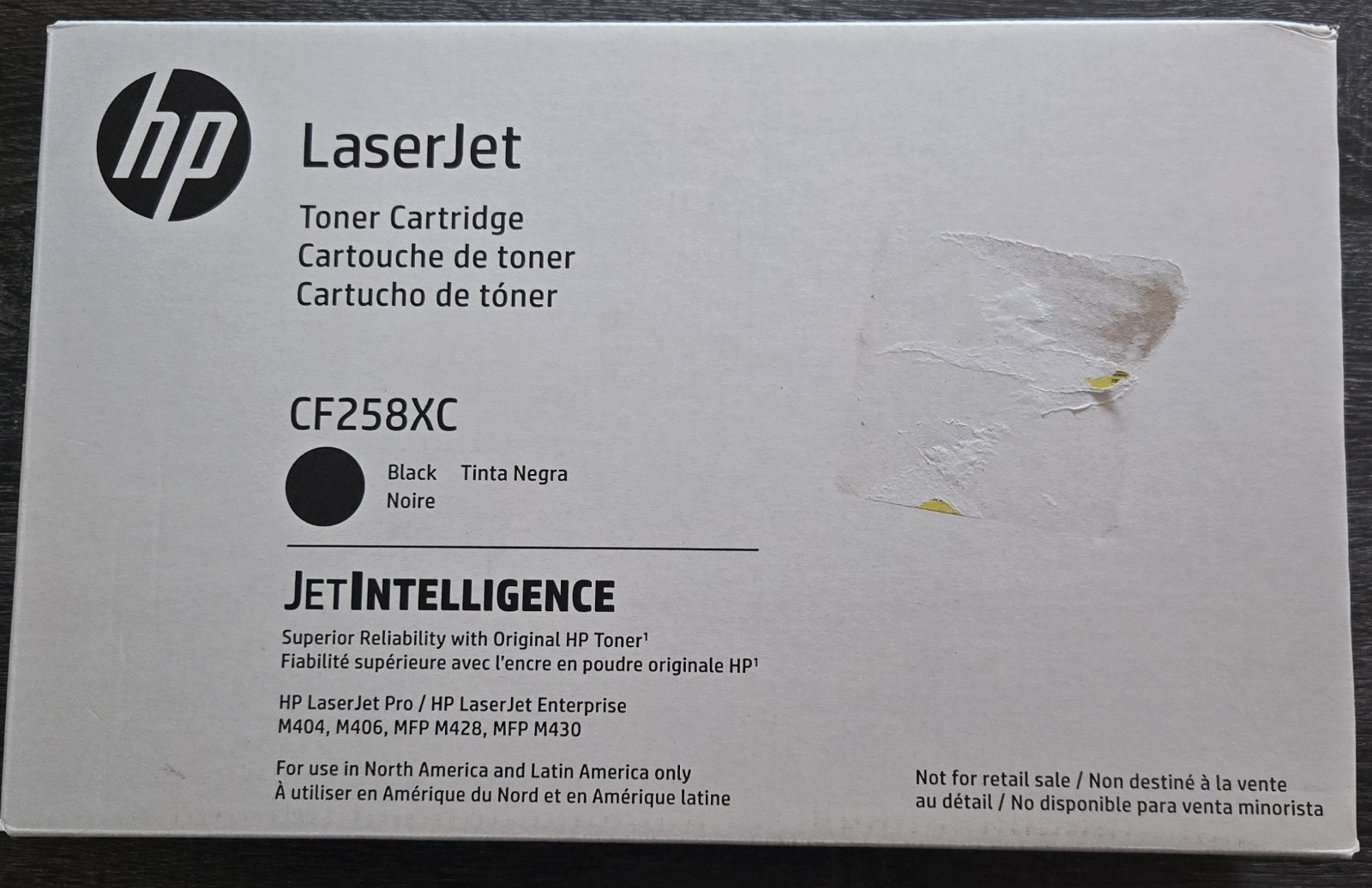 GENUINE HP CF258XC BLACK LASERJET TONER CARTRIDGE M404 M406 MFP 428 WHITE BOX