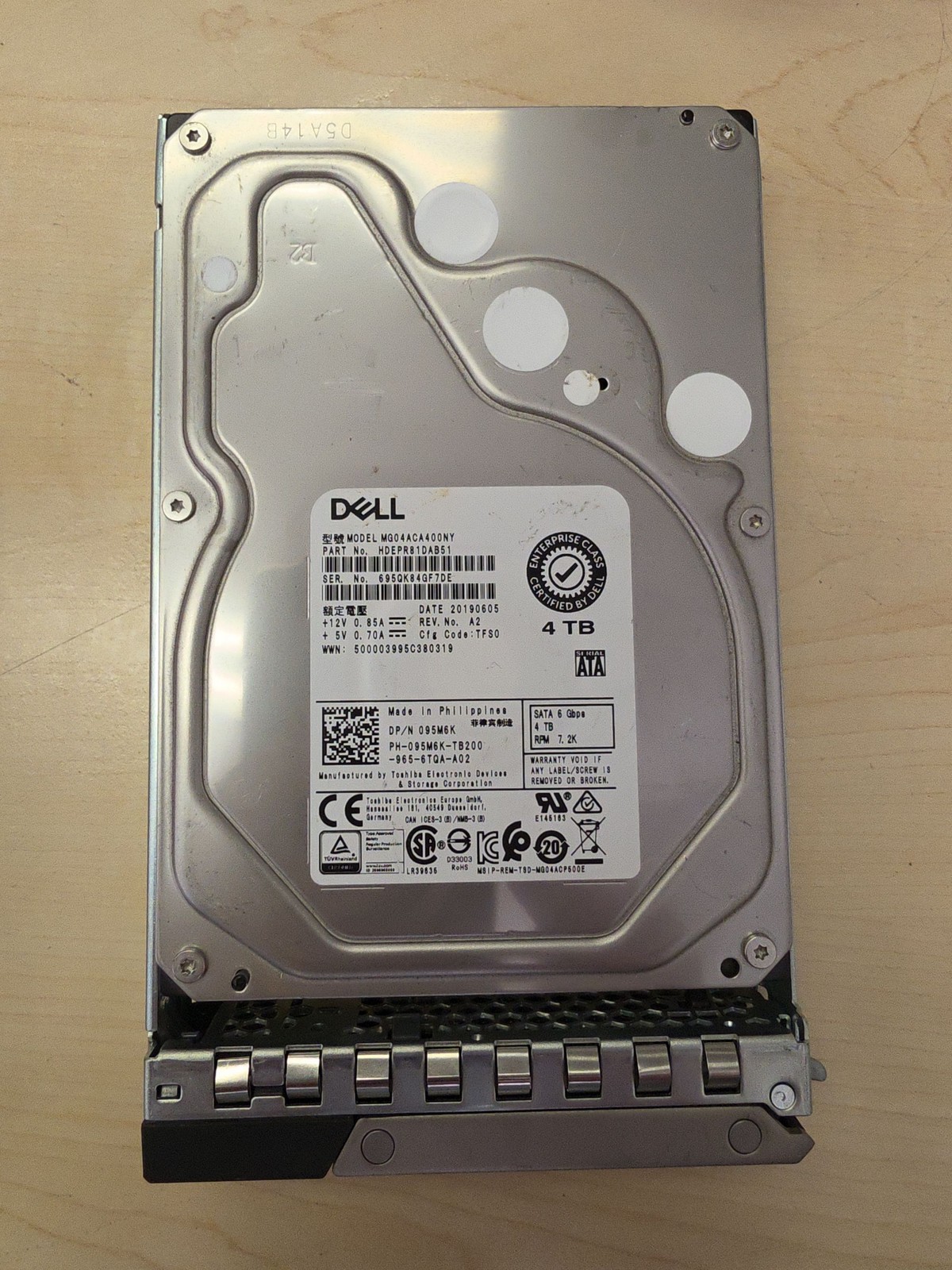 Dell 4TB 7.2K RPM 6Gb/s 3.5" SATA Enterprise Hard Drive MG04ACA400NY
