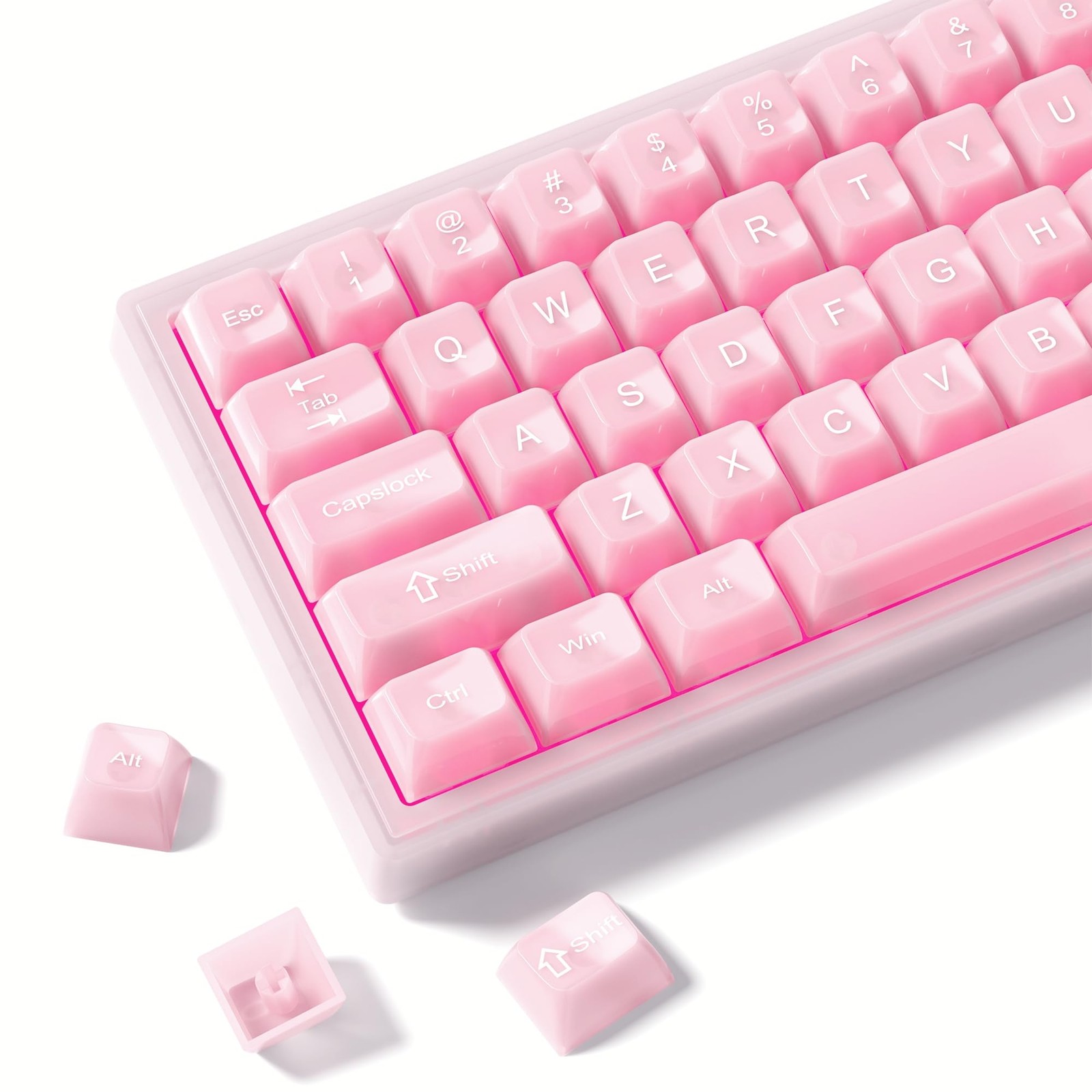 Keyboard Keycaps Jelly, Clear Cute Keycaps, Transparent Pink Custom Key Cap 6...