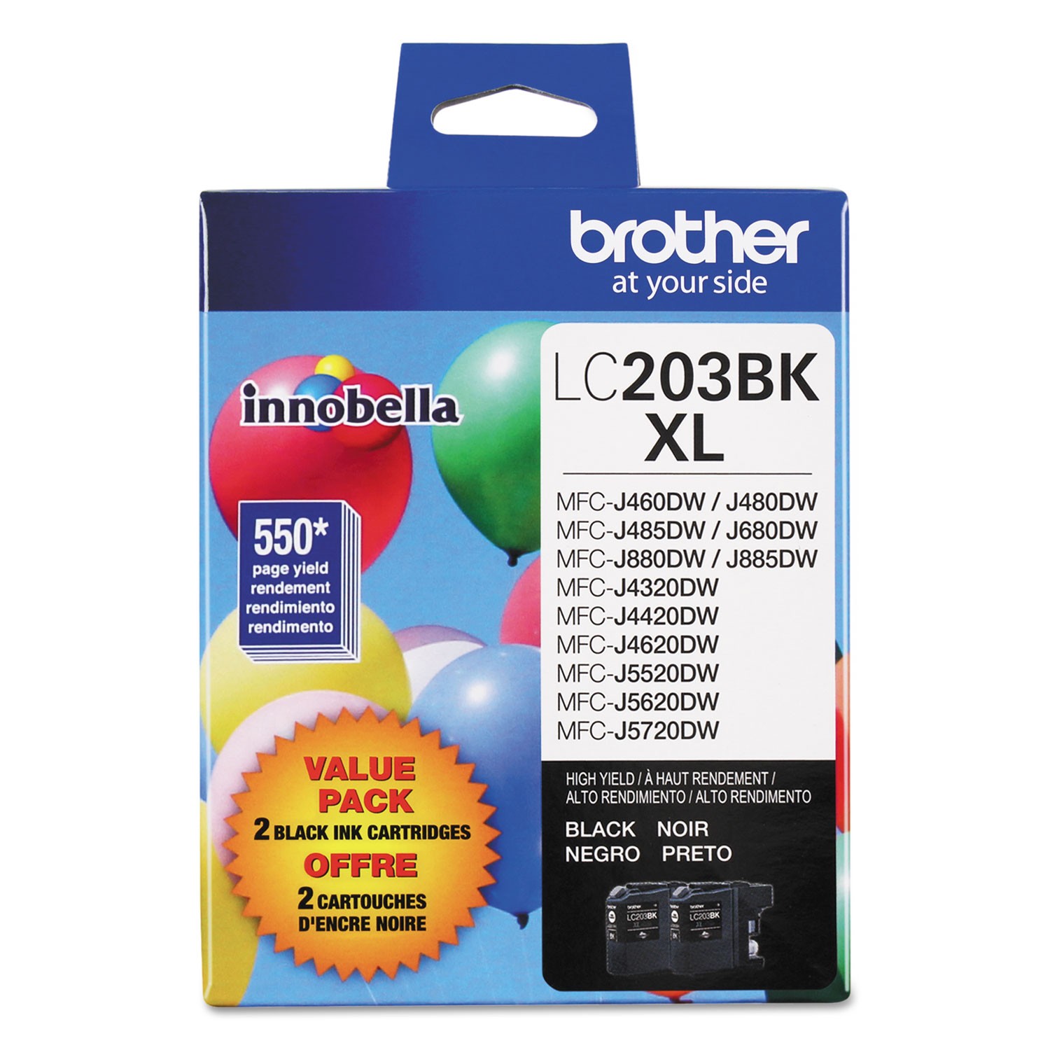 Brother LC2032PKS Innobella High-Yield Ink, Black, 2/PK