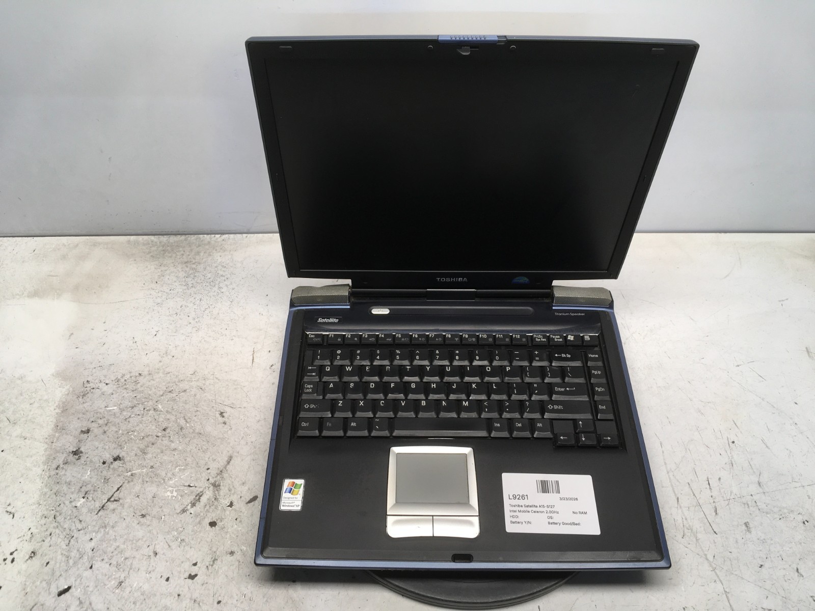 Toshiba Satellite A15-S127 Intel Mobile Celeron 2.0GHz No RAM NO HDD