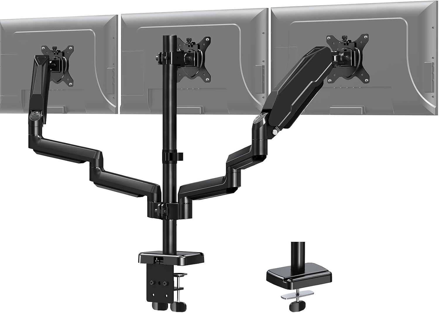 Triple Monitor Mount for 13-27 inch Screens, 3 Monitor Desk Mount Height Adjust