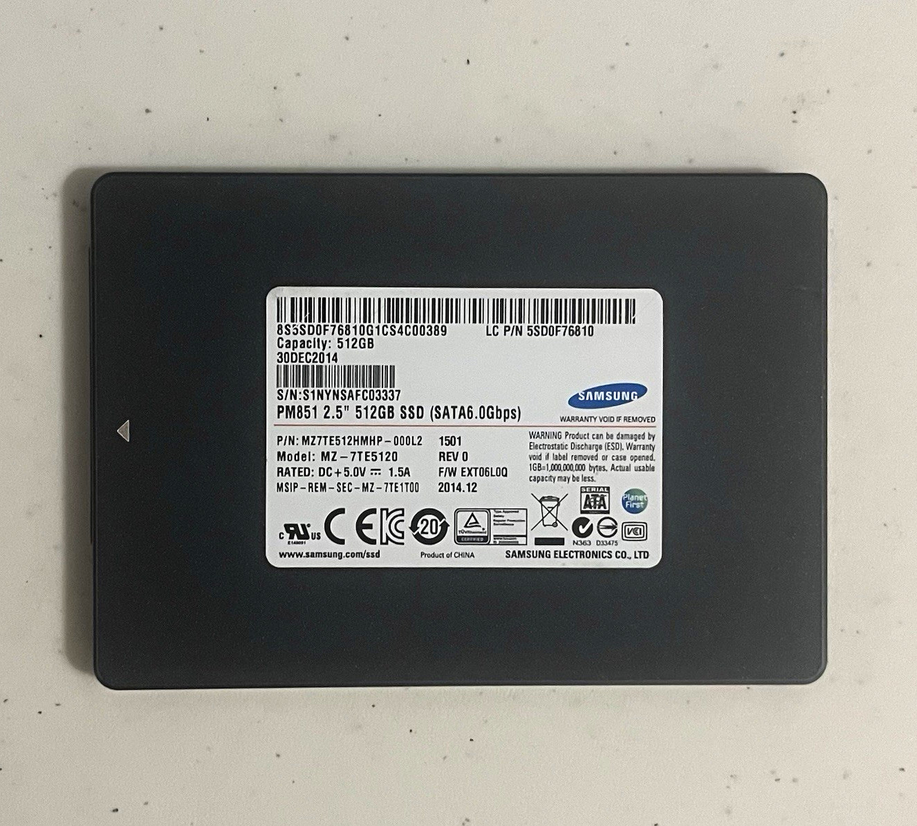 Samsung PM851 512GB 2.5" SATA III Internal SSD MZ7TE512HMHP-000L2 99% HEALTH