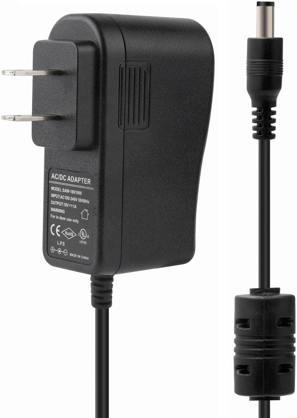 AZOR 18Volt 1A Guitar Effect Pedal Power Supply Adapter 110-240V AC to Black 