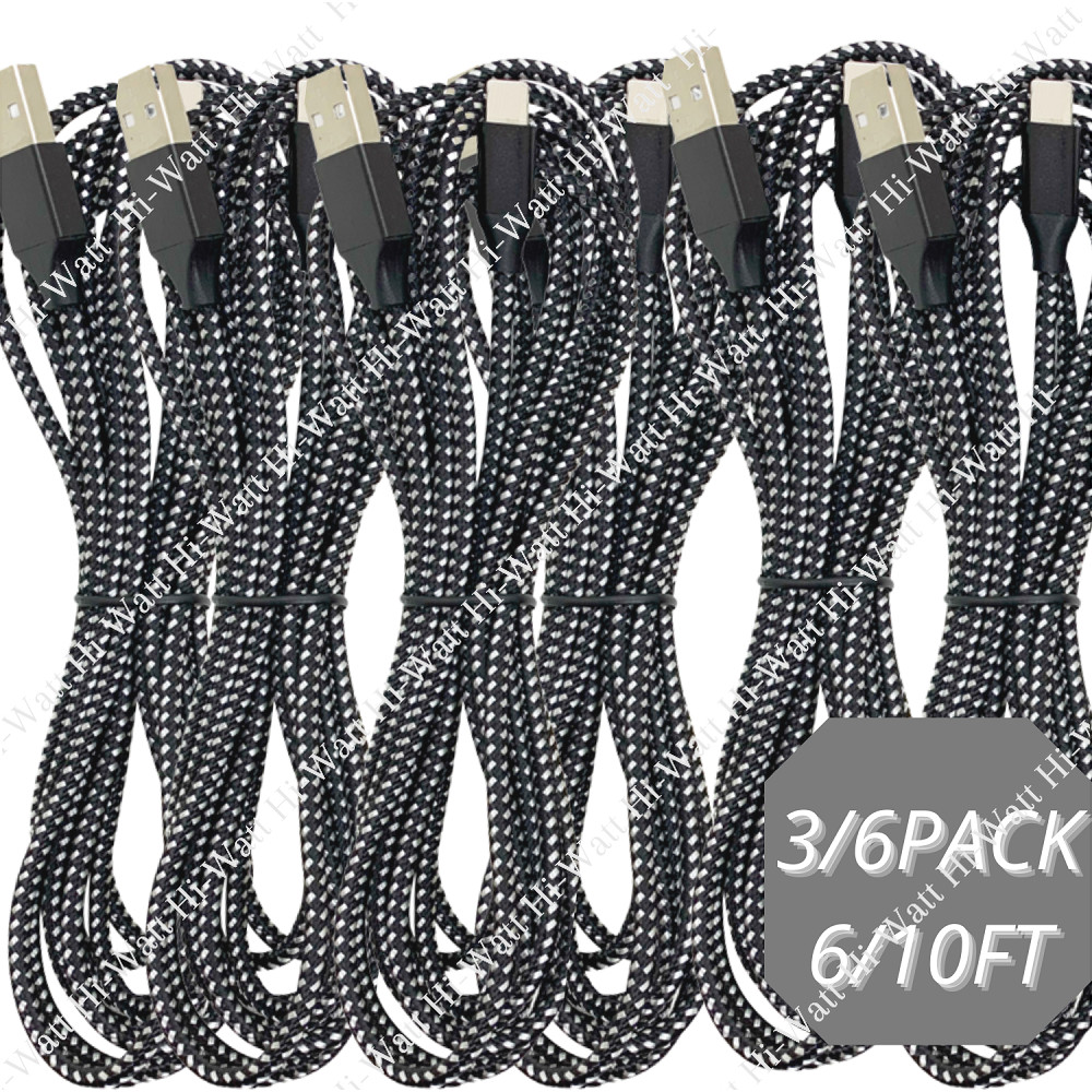 3/6 Pack 10ft USB Charger Cable Braided For iPhone 11 XR 8 7 Fast Charging Cord