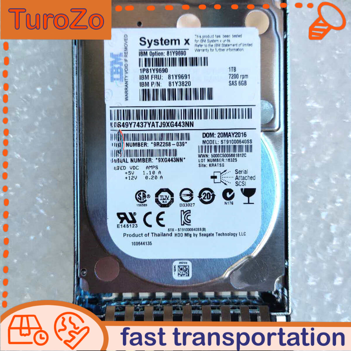 81Y9690 IBM 1TB 7.2K 6Gbps SAS 2.5" SFF HDD 81Y9691 81Y3820