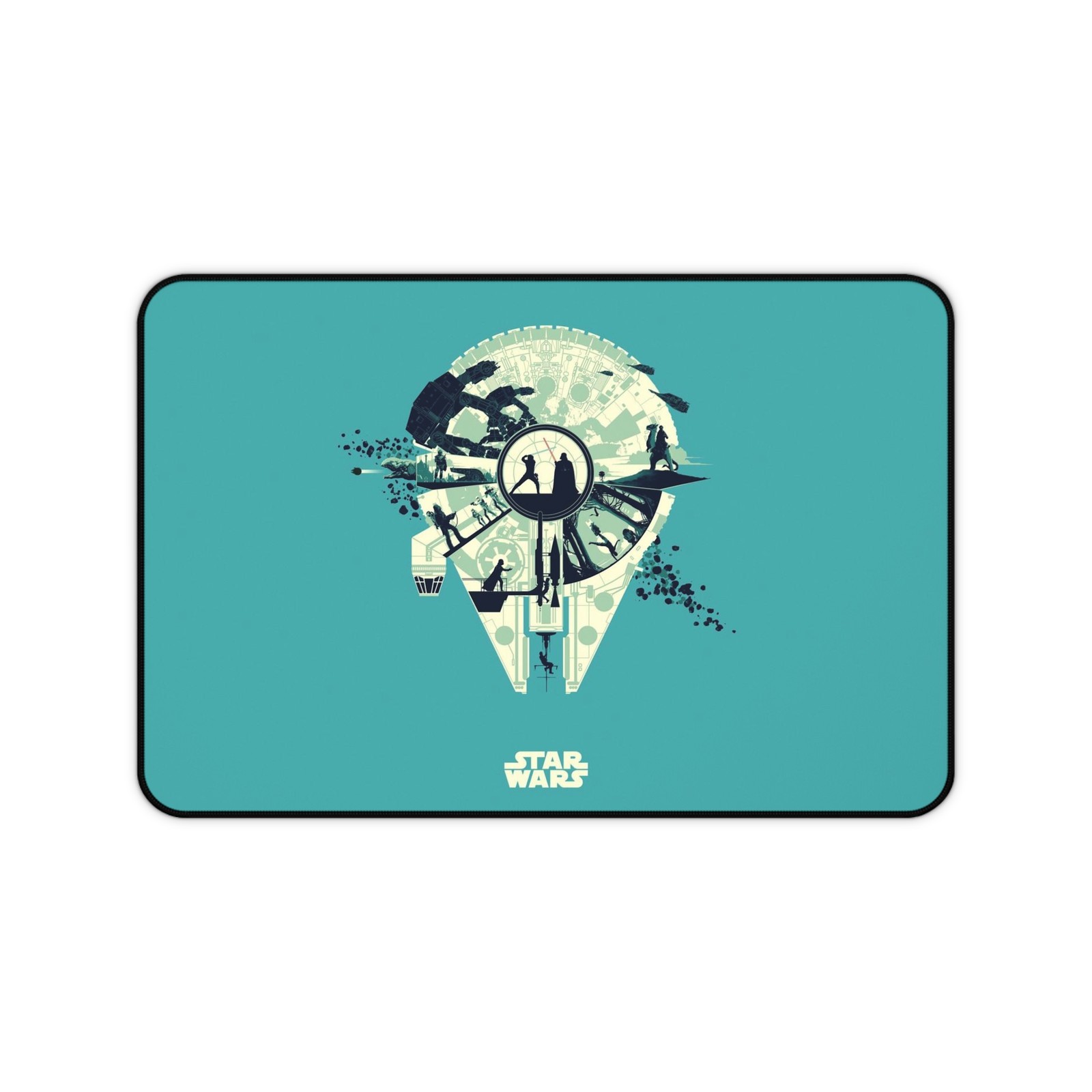 Star Wars Minimalist Blue Millennium Falcon Desk Mat Mouse Pad 