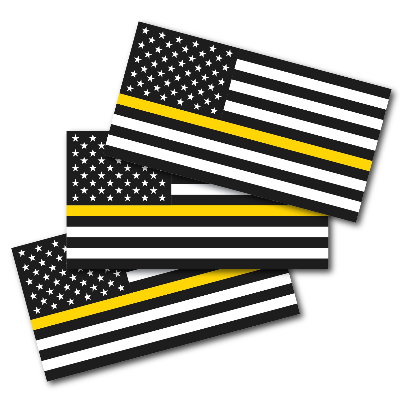 3x Thin Yellow Line American USA Flag Vinyl Grunge Security Tow Sticker