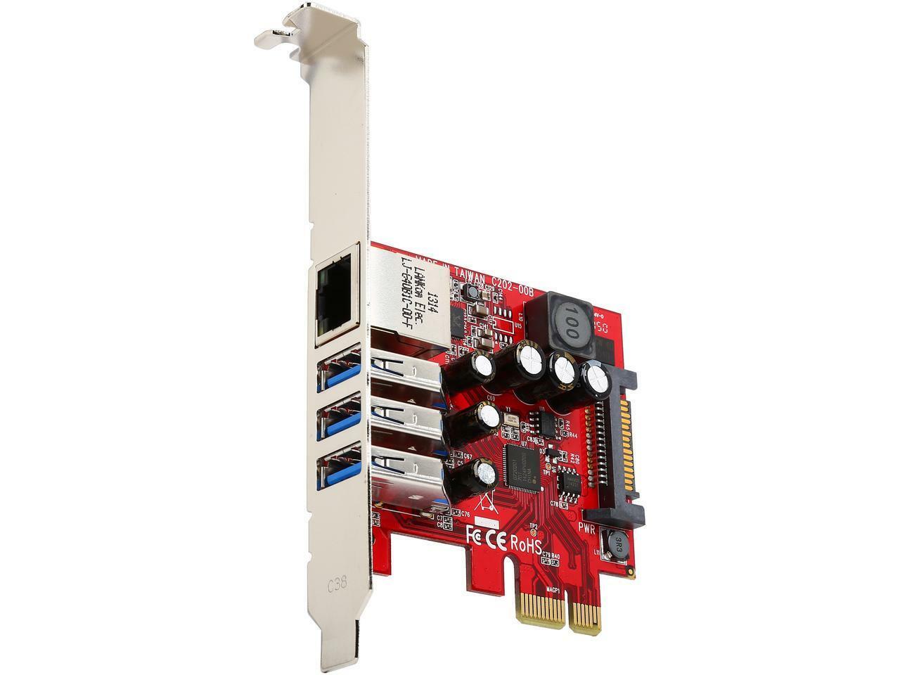StarTech.com 3-port PCI Express USB 3.0 card + Gigabit Ethernet Model PEXUSB3S3G