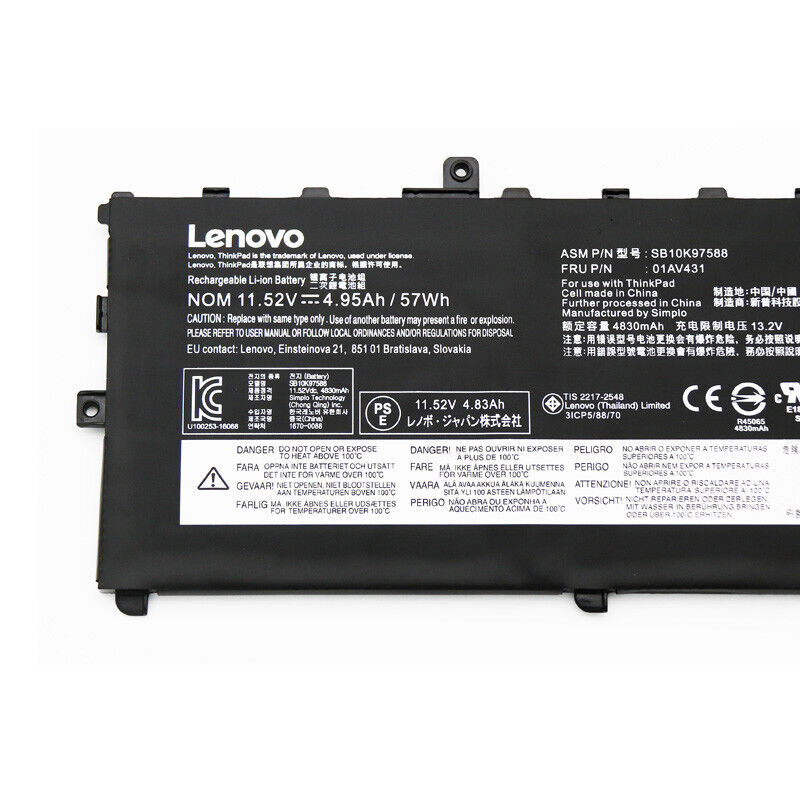 New Genuine 01AV430 01AV494 Battery for Lenovo ThinkPad X1 Carbon 5th 6th Gen