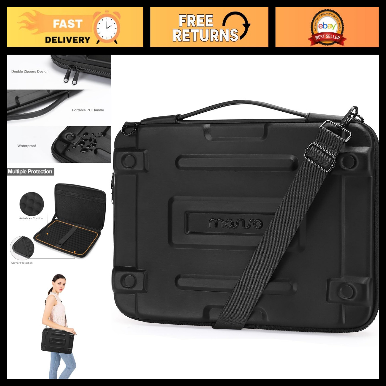 17-17.3 inch Hard Shell Laptop Case Sleeve, Durable Computer Bag, Protective Cov