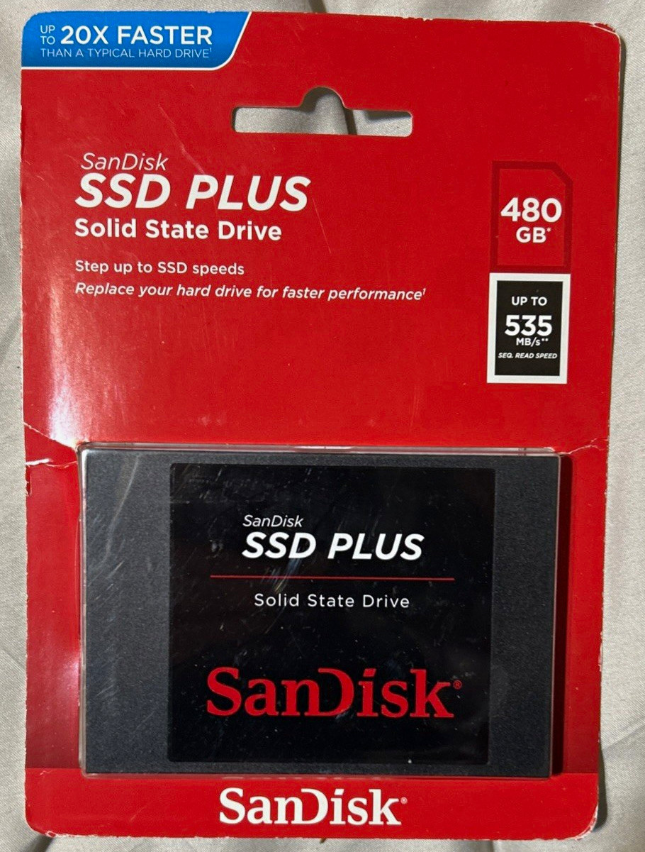 SanDisk SSD Plus 480GB 2.5in Internal SSD 535MB/s Read Speed Black