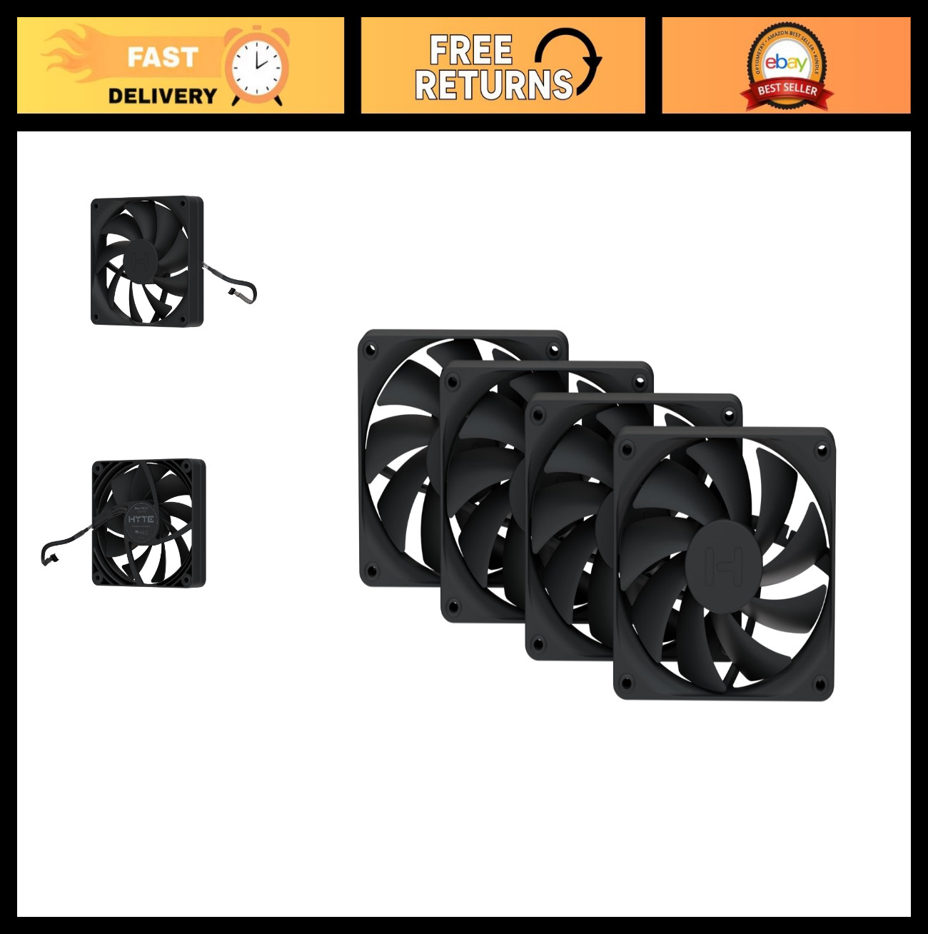 120mm PC Case Fans 4-Pack - High Performance, Low Noise, 1500 RPM, PWM, Fluid Dy