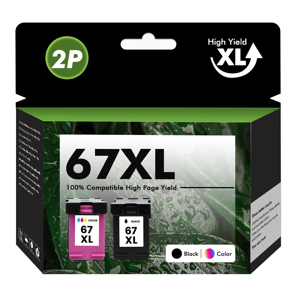 1-3PK 67-XL Ink 67XL Ink Black Color for HP Deskjet 2720 Plus 4122 4155e 4158e