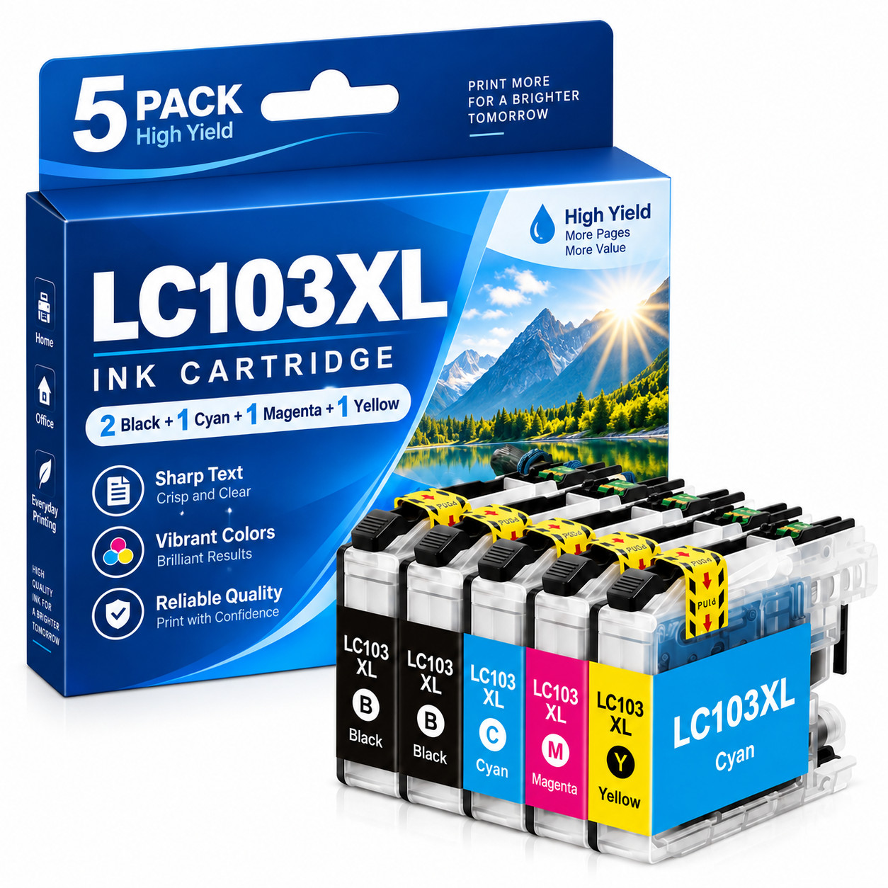 LC103XL Ink Cartridge Compatible for DCP-J132W DCP-J152W MFC-J245/J6520DW 5PK 
