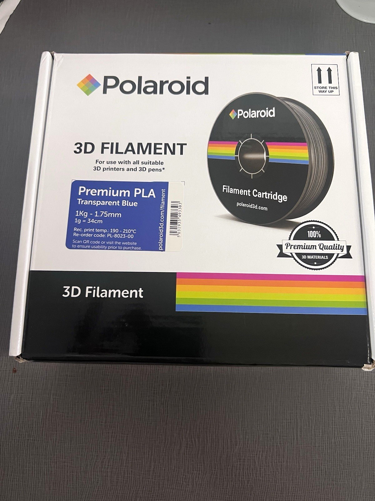 Polaroid Premium PLA Filament Transparent Blue 1.75mm 1kg PL-8023-00
