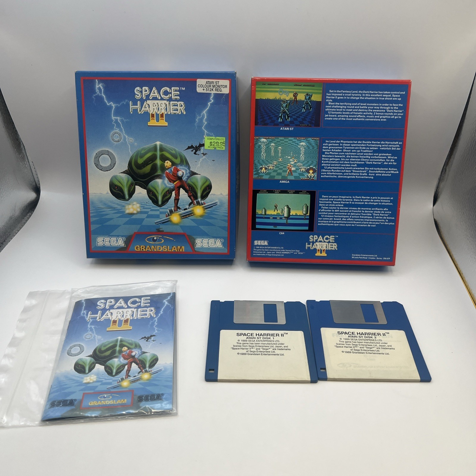 Space Harrier II 2 - Atari St Sega Arcade Game Complete CIB W Box Disks & Manual