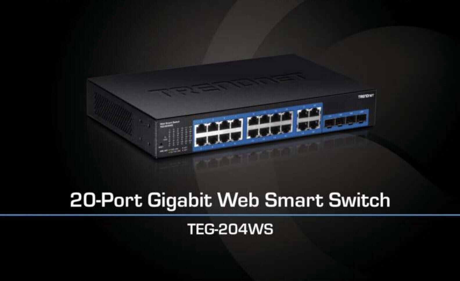 TRENDnet TEG-204WS 20-Port Gigabit + 4 SFP Web Smart Switch with mounting ears