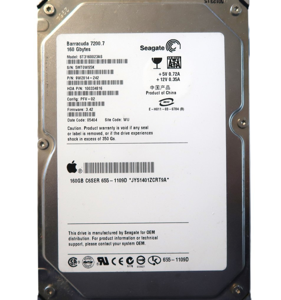 Seagate ST3160023AS 9W2814-242 3.42 (5MT) WU China 3.5" 160gb Sata HDD 2005