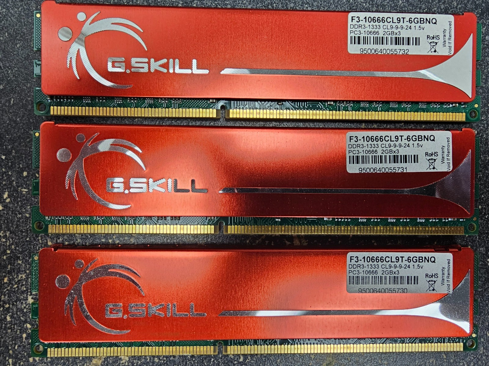 F3-10666CL9T-6GBNQ G.SKILL Tri-Channel 6GB Kit (3 X 2GB) PC3-10600 DDR3-1333MHz