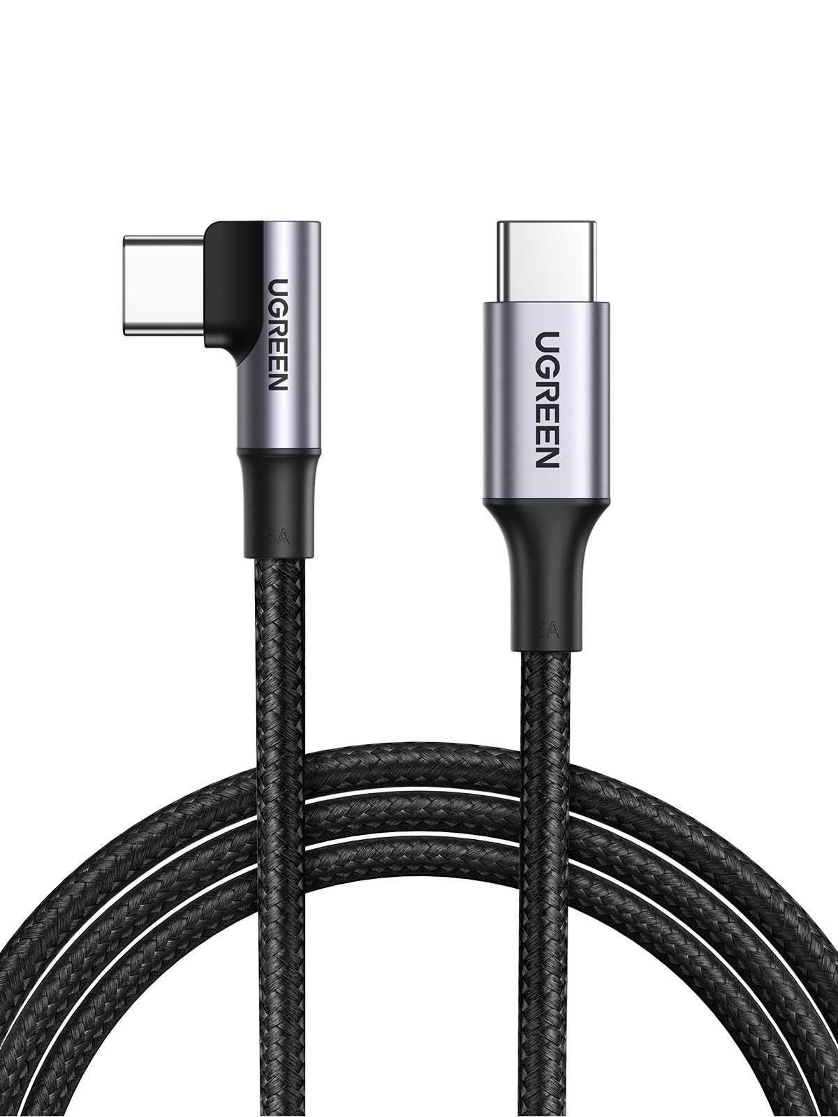 UGREEN Right Angle USB C to C Cable, 100W Type C 90 Degree 10 ft, Black 
