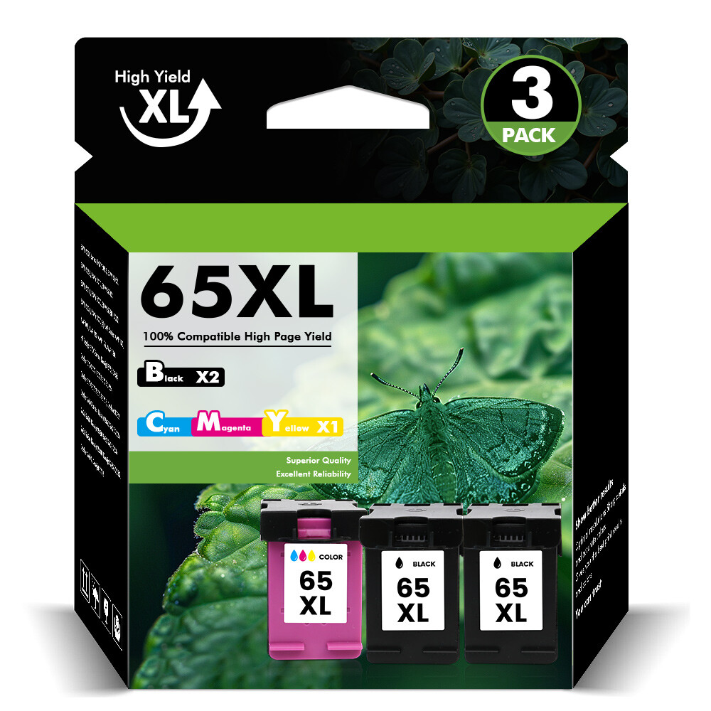 65XL Ink Cartridges Compatible with HP 65 Ink ENVY 5055 5052 Deskjet 2600 2652