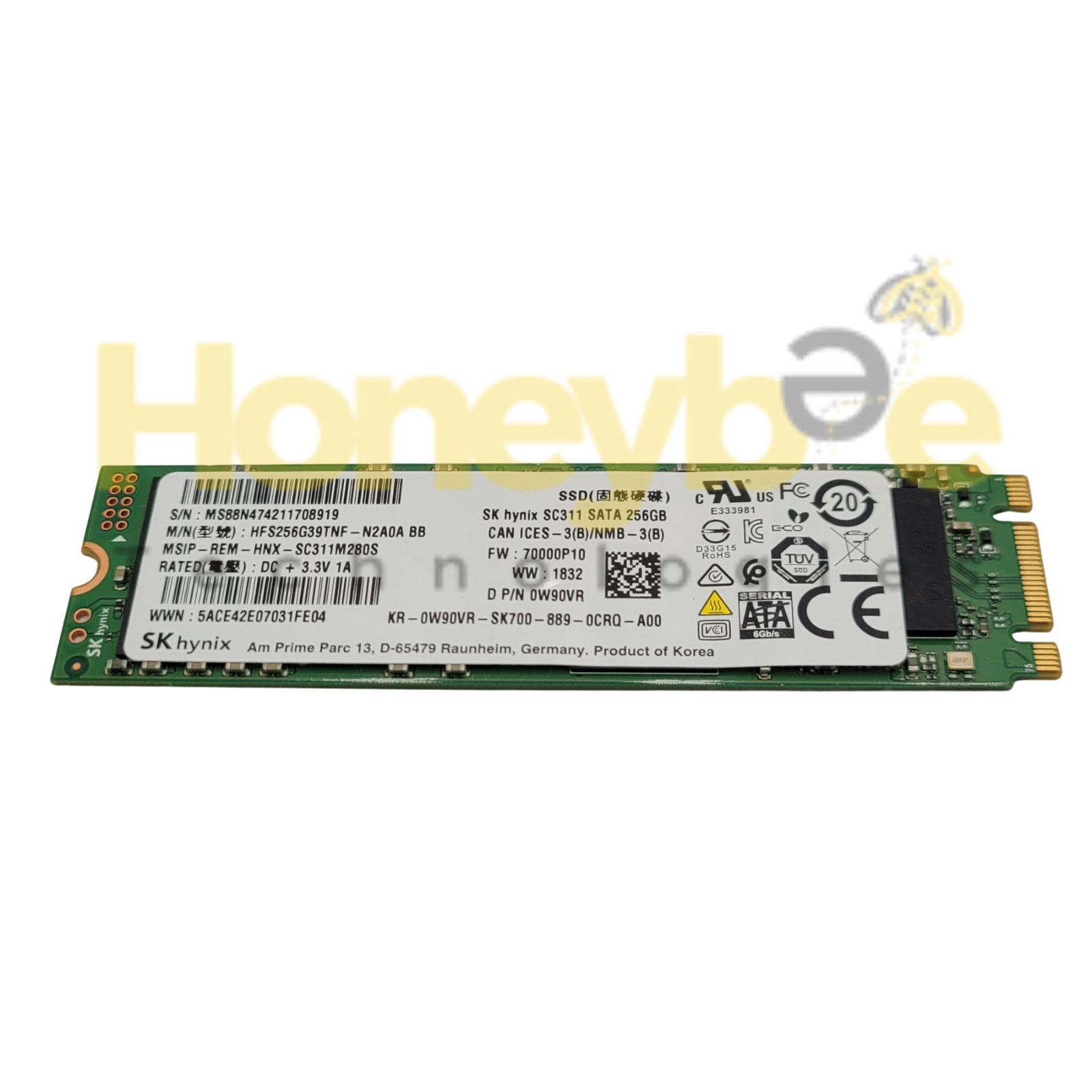 GENUINE DELL 256GB 80MM M.2 SOLID STATE DRIVE HFS256G39TNK-N2A0A BB W90VR TESTED